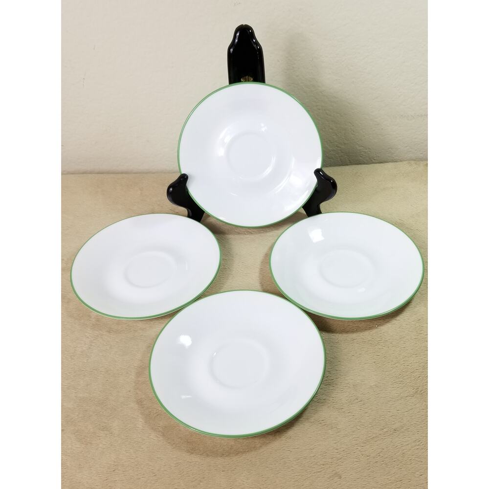 Corelle by Corning Spring Meadow Green Trim Saucer Plate 6" Made in USA Vintage
